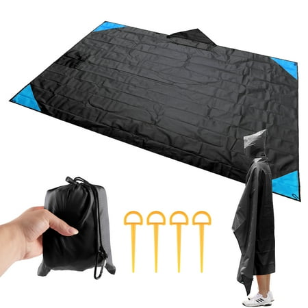 3 in 1 Beach Blanket Sand Proof Waterproof Blanket Raincoat Mat Canopy for Travel Hiking Camping Outdoor Picnic Blanket